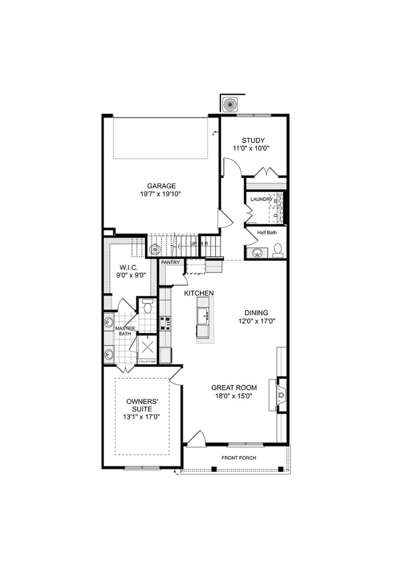 First floor of the available Mew townhome interior unit at Ruisseau in Woodstock, GA.